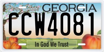GA license plate CCW4081