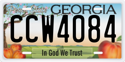 GA license plate CCW4084