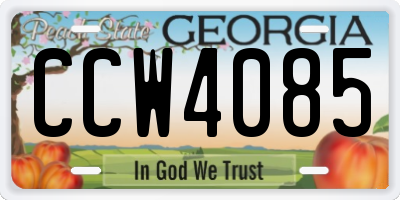 GA license plate CCW4085