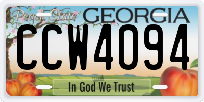 GA license plate CCW4094