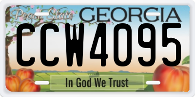 GA license plate CCW4095