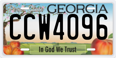 GA license plate CCW4096
