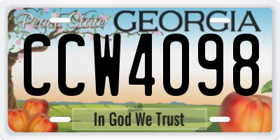 GA license plate CCW4098