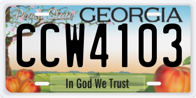 GA license plate CCW4103