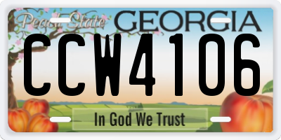 GA license plate CCW4106