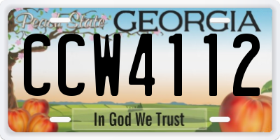 GA license plate CCW4112