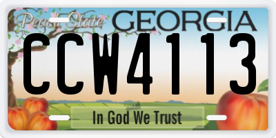 GA license plate CCW4113