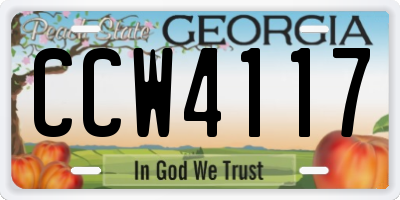 GA license plate CCW4117