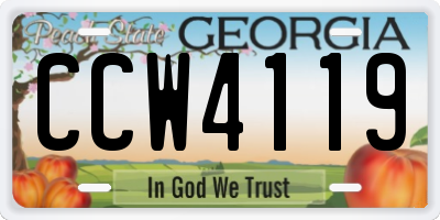 GA license plate CCW4119