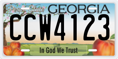 GA license plate CCW4123