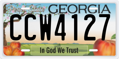 GA license plate CCW4127