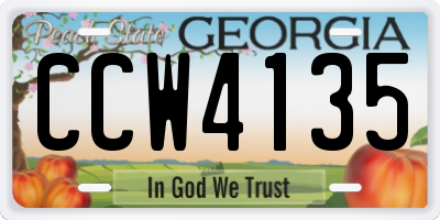GA license plate CCW4135