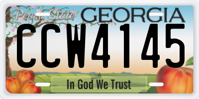 GA license plate CCW4145