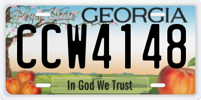 GA license plate CCW4148
