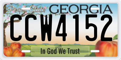 GA license plate CCW4152