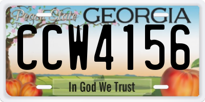 GA license plate CCW4156