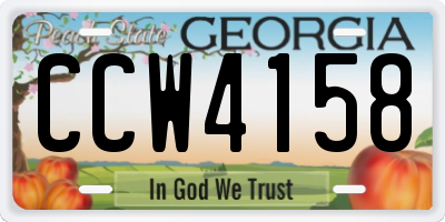 GA license plate CCW4158