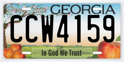 GA license plate CCW4159