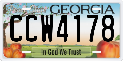 GA license plate CCW4178