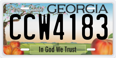 GA license plate CCW4183