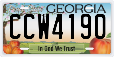 GA license plate CCW4190