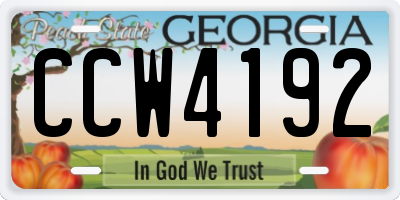 GA license plate CCW4192