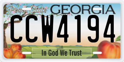 GA license plate CCW4194