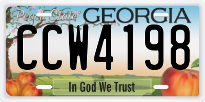GA license plate CCW4198