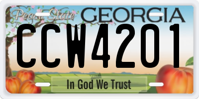 GA license plate CCW4201