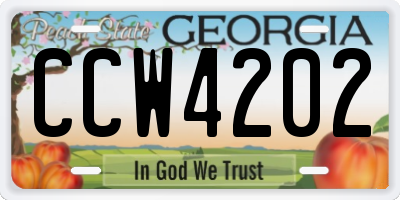 GA license plate CCW4202