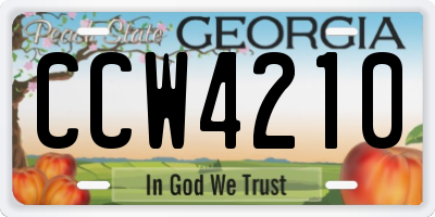 GA license plate CCW4210
