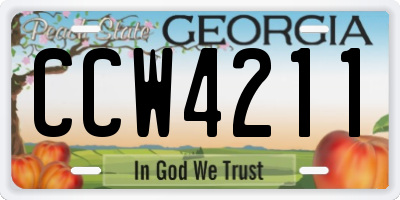 GA license plate CCW4211