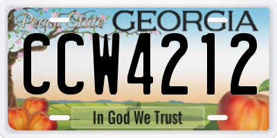 GA license plate CCW4212