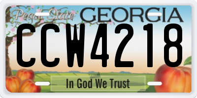 GA license plate CCW4218