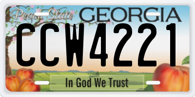 GA license plate CCW4221