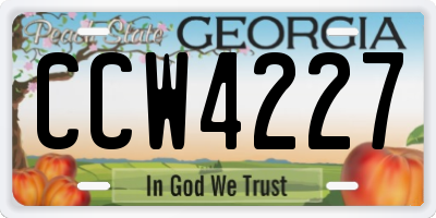 GA license plate CCW4227