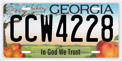 GA license plate CCW4228