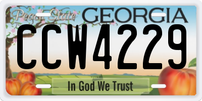 GA license plate CCW4229