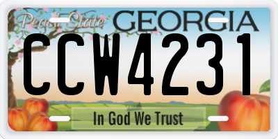 GA license plate CCW4231
