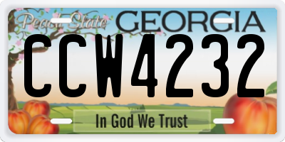 GA license plate CCW4232