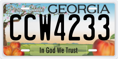 GA license plate CCW4233
