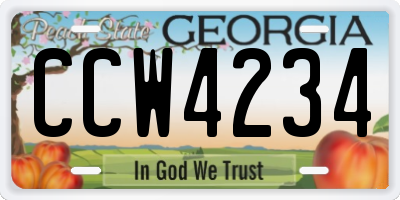GA license plate CCW4234