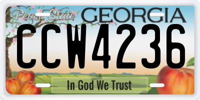 GA license plate CCW4236