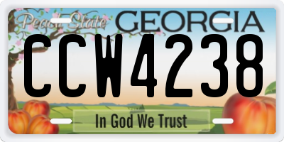 GA license plate CCW4238