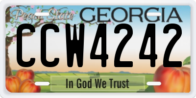 GA license plate CCW4242