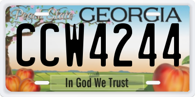 GA license plate CCW4244
