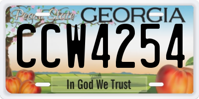 GA license plate CCW4254