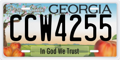 GA license plate CCW4255