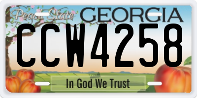 GA license plate CCW4258