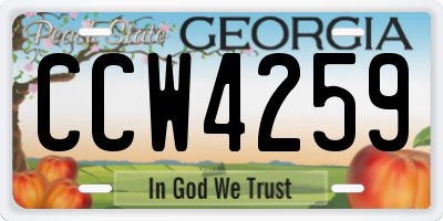 GA license plate CCW4259